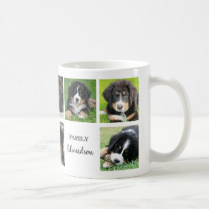 オリジナルの犬家族フォトコラージュ名を作成 コーヒーマグカップ