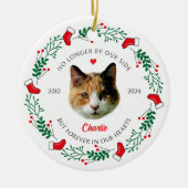 オリジナルの猫のメモリアルクリスマス飾り セラミックオーナメント (正面)