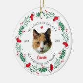 オリジナルの猫のメモリアルクリスマス飾り セラミックオーナメント (左)