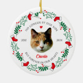 オリジナルの猫のメモリアルクリスマス セラミックオーナメント (裏面)
