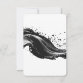 オリジナルの白黒流れるインクカリグラフィー 出欠カード (裏面)