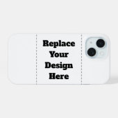 オリジナルの白 iPhone 15ケース (裏面横)