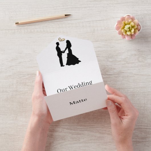 オリジナルの結婚式の返信 白 オールインワン招待状 (ビデオ)