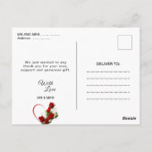 オリジナルの結婚式写真の感謝メッセージ ポストカード (裏面)