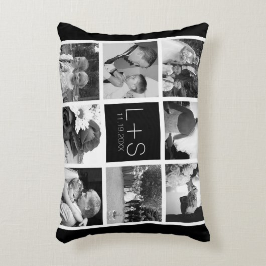 オリジナルの結婚式写真コラージュモノグラムを作成 アクセントクッション (正面(垂直))