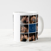 オリジナルの結婚式写真コラージュモノグラムを作成 ジャンボコーヒーマグカップ (正面右)
