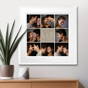 オリジナルの結婚式写真コラージュモノグラムを作成 ポスター