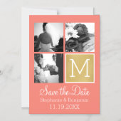 オリジナルの結婚式写真コラージュモノグラムを作成 マグネット招待状 (正面)