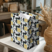 オリジナルの結婚式写真コラージュモノグラムを作成 ミディアムペーパーバッグ