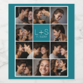 オリジナルの結婚式写真コラージュモノグラムを作成 ワインラベル (シングルラベル)