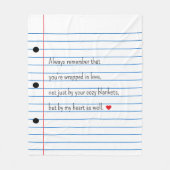 オリジナルの罫線入り紙のデザインがプリントされたカスタムブランケット フリースブランケット (正面)