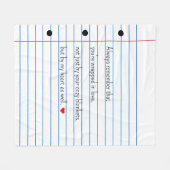 オリジナルの罫線入り紙のデザインがプリントされたカスタムブランケット フリースブランケット (正面(横))