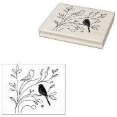 オリジナルの花の鳥の木の枝 ラバースタンプ (押印)
