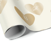 オリジナルの花嫁と花婿のゴールドハート、クリーム ラッピングペーパー (ロールコーナー)