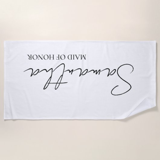 オリジナルの花嫁の介添え人へのギフトアイデア ビーチタオル (正面)