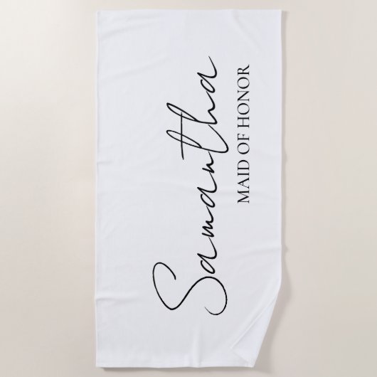 オリジナルの花嫁の介添え人へのギフトアイデア ビーチタオル (正面)