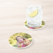 オリジナルの花嫁シャワー写真 シンプル モダン 大胆なテキスト コースター (側面)