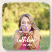 オリジナルの花嫁シャワー写真 シンプル モダン 太文字 コースター (正面)