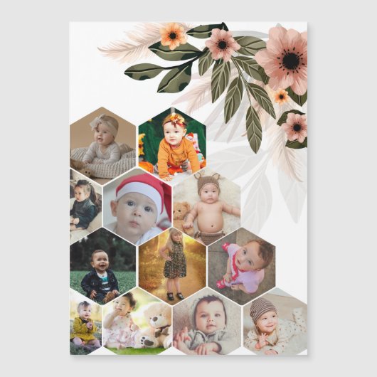オリジナルの花柄12枚写真コラージュをデザイン (正面)