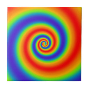 オリジナルの虹色グラデーションカラフルスパイラル効果 タイル