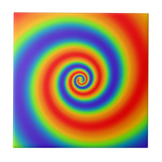 オリジナルの虹色グラデーションカラフルスパイラル効果 タイル (正面)