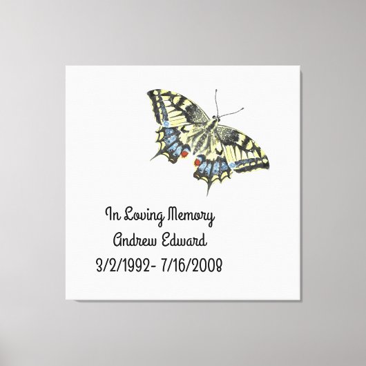 オリジナルの蝶の追悼記念 キャンバスプリント (正面)