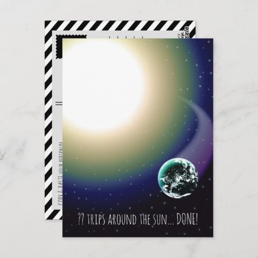 オリジナルの誕生日トリップ・アラウンド・ザ・サン ポストカード (正面/裏面)