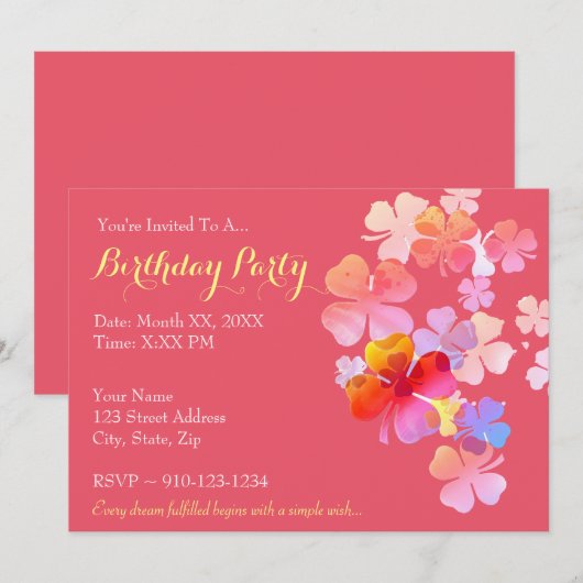 オリジナルの誕生日パーティー招待状を作成する 招待状 (正面/裏面)