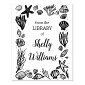 オリジナルの貝殻フレーム エクスリブリス本札 ラバースタンプ (インプリント)