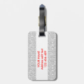 オリジナルの赤い数値のπ日の数学記号 ラゲッジタグ (裏面縦)