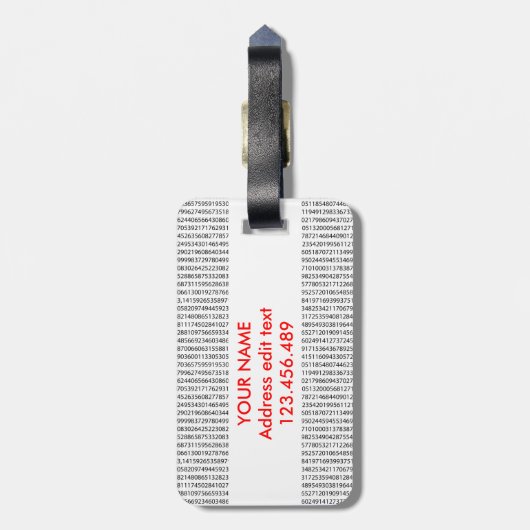 オリジナルの赤い数値のπ日の数学記号 ラゲッジタグ (裏面縦)