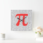 オリジナルの赤い数値pi day数学記号 スクエア壁時計 (ホーム)