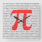 オリジナルの赤い数値pi day数学記号 スクエア壁時計 (正面)