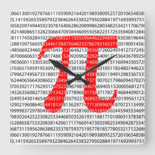 オリジナルの赤い数値pi day数学記号 スクエア壁時計