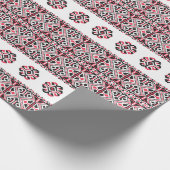 オリジナルの赤と黒のクロスステッチのパターン ラッピングペーパー (角)