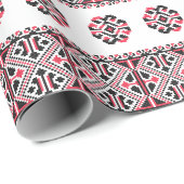 オリジナルの赤と黒のクロスステッチのパターン ラッピングペーパー (ロールコーナー)