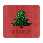 オリジナルの輝くクリスマスツリー 緑の輝き 赤 カッティングボード (正面)