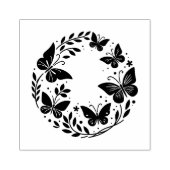 オリジナルの野の花と蝶のエンブレム ラバースタンプ (インプリント)