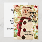 オリジナルの雪だるまホリデーカード シーズンカード (正面/裏面)