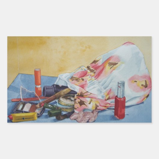 オリジナルの静止寿命写真ヴィンテージメイクアップバッグ 長方形シール (正面)