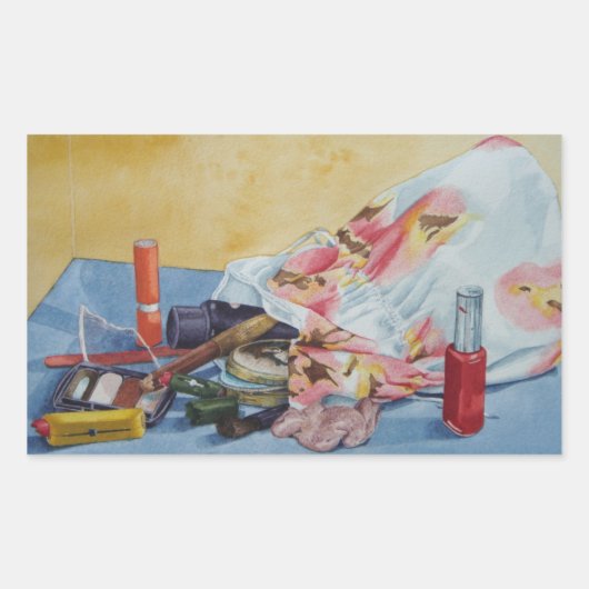 オリジナルの静止寿命写真ヴィンテージメイクアップバッグ 長方形シール (正面)