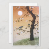 オリジナルの鳥が月のアートの下にオンカー空白のド 招待状 (正面/裏面)