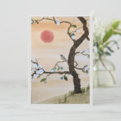 オリジナルの鳥とハナミズキのアート空白のカード 招待状 (スタンド正面)