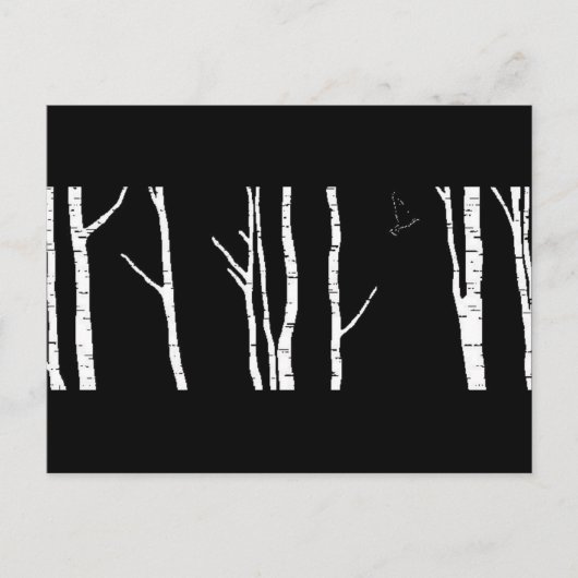 オリジナルの鳥と銀の樺の木のアートワーク ポストカード (正面)