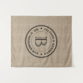 オリジナルの麻のロゴ アニバーサリー モノグラムを作成 タペストリー (正面(横))