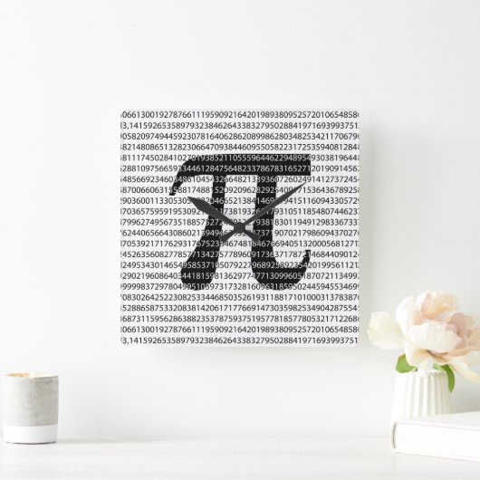 オリジナルの黒い数字のpi day数学記号 スクエア壁時計 (ホーム)