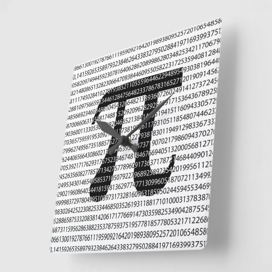 オリジナルの黒い数字のpi day数学記号 スクエア壁時計 (傾斜)