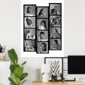 オリジナルの12枚写真コラージュ誕生日モダン ポスター (ホームオフィス)