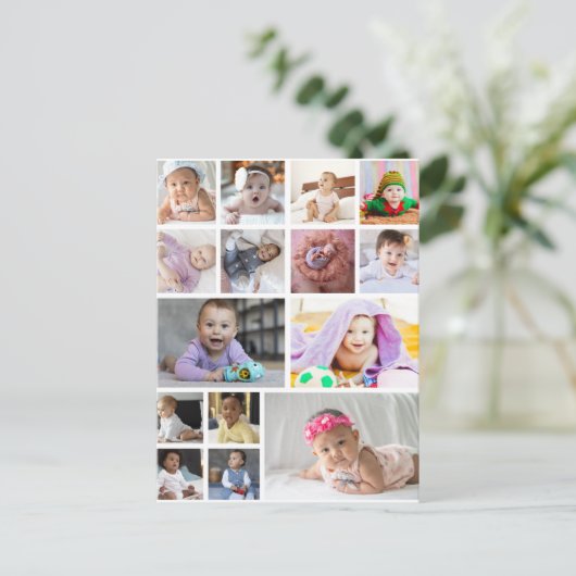 オリジナルの15枚写真コラージュをデザインしよう ポストカード (スタンド正面)