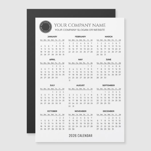 オリジナルの2026年会社カレンダー｜マグネット (正面/裏面)